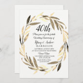 ゴールデンリーフリース 40周年結婚記念日招待状 招待状 (正面/裏面)