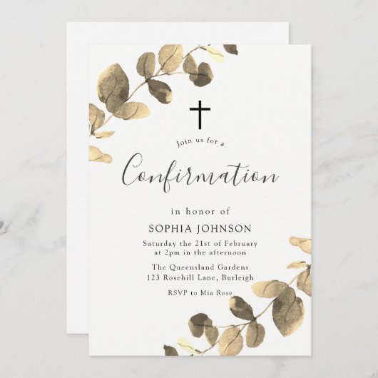 ゴールデンリーフ宗教お祝い確認請求書 招待状 (正面/裏面)