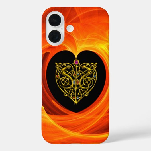 ゴールデンリーフ、ケルト結び目模様ブラックオレンジ色 Case-Mate iPhoneケース (裏面)