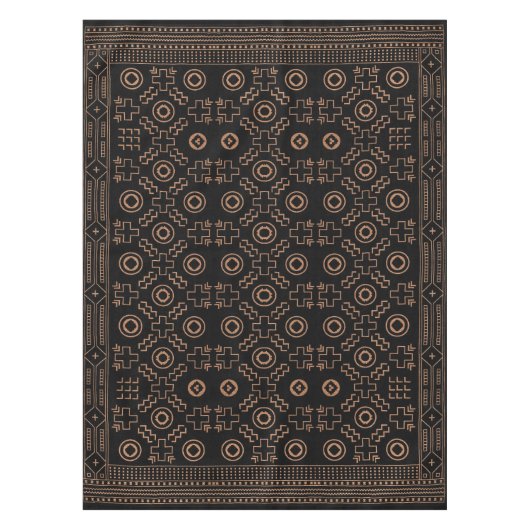 ゴールデンルーツ：ブラック&トリバルモロッコエレガンス テーブルクロス (正面)