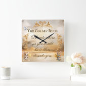 ゴールデンルールウォールクロック スクエア壁時計 (ホーム)