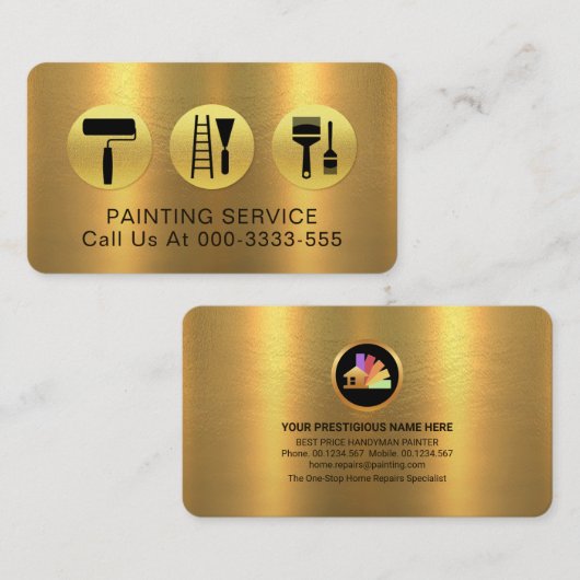 ゴールデンレイヤ金ゴールドブラシツールのペイント 名刺 (正面/裏面)