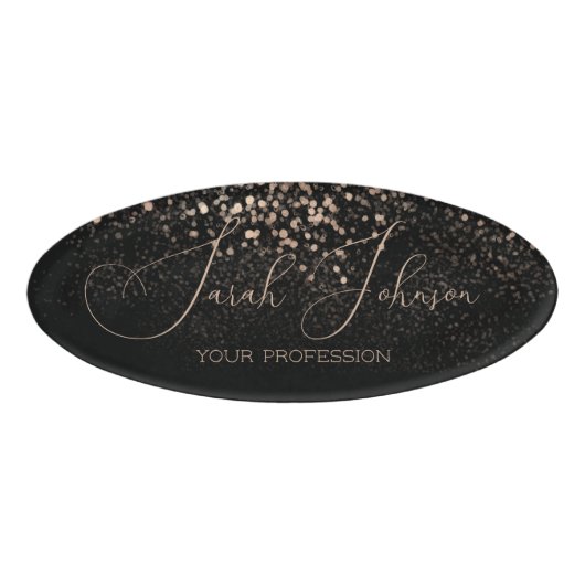 ゴールデンレインブラックネームパーソナライズされたタグ 名札 (正面)