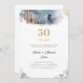 ゴールデンレインロマ結婚ンス記念日 招待状 (正面/裏面)