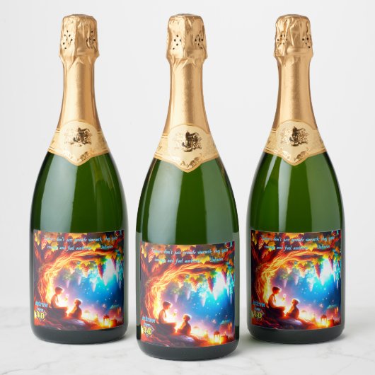 ゴールデンレガシー – 父と子のブドウきらめく園 スパークリングワインラベル (ボトル)