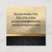 ゴールデンレザーとメタリックトリム |幾何学的 スクエア名刺 (裏面)