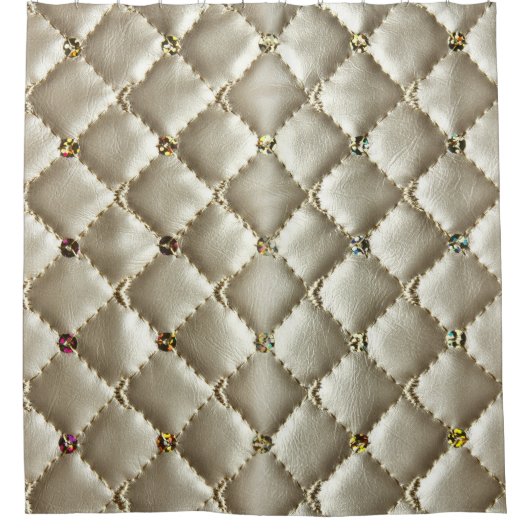 ゴールデンレザー:ラグジュアリーな背景テクスチャ シャワーカーテン (正面)