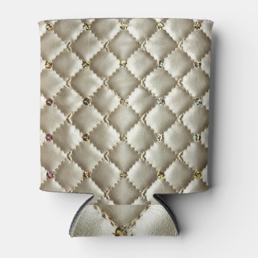 ゴールデンレザー:ラグジュアリーな背景テクスチャ 缶クーラー (正面)