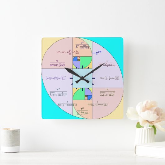 ゴールデンレシオ算数クロック スクエア壁時計 (ホーム)