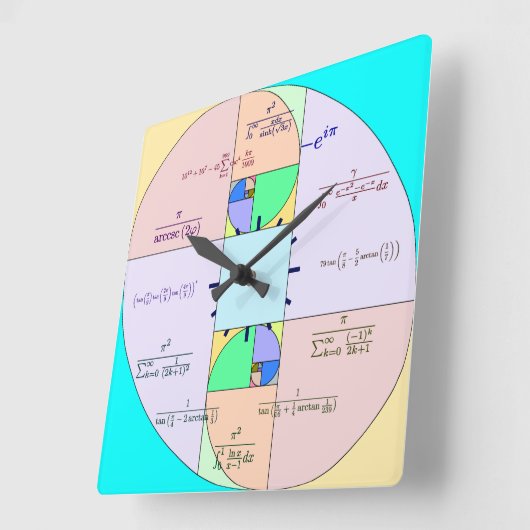 ゴールデンレシオ算数クロック スクエア壁時計 (傾斜)