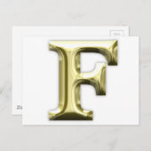 ゴールデンレターFシャイニー金ゴールドアルファベット ポストカード (正面/裏面)