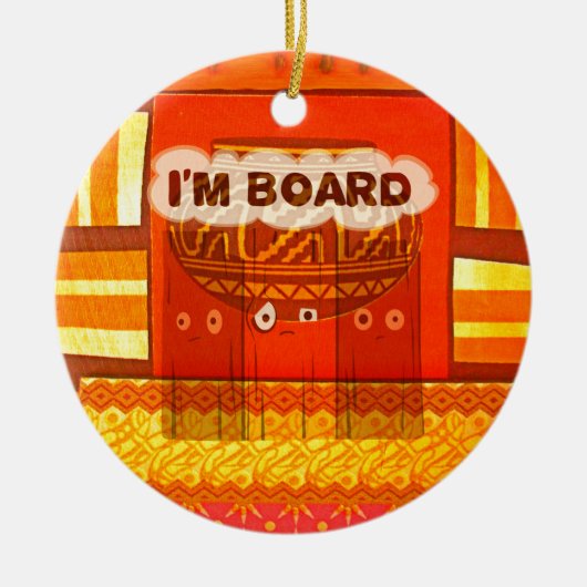 ゴールデンレッドア伝統的フリカおもしろいカラーズアムボー セラミックオーナメント (正面)