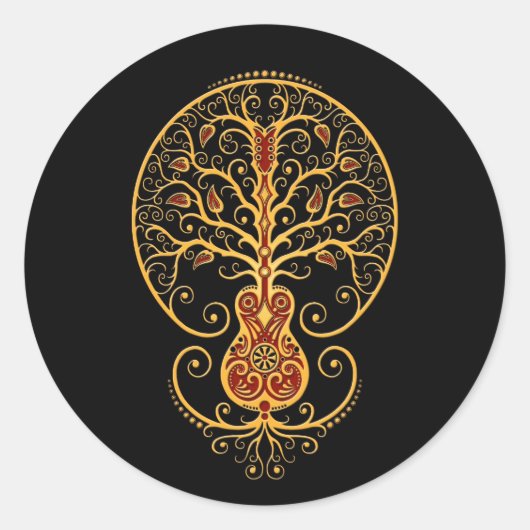 ゴールデンレッドギターの木オンブラック ラウンドシール (正面)