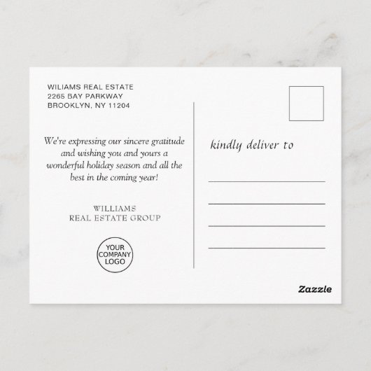 ゴールデンレッドクリスマスオーナメント企業のグリーティング ポストカード (裏面)