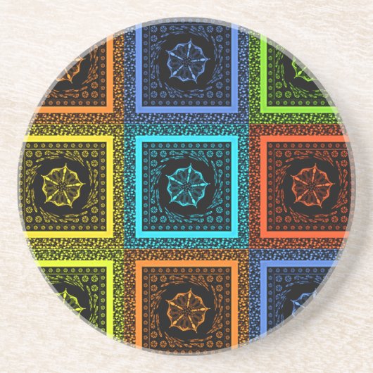 ゴールデンレッドブルーグリーンマサイ伝統的カラー コースター (正面)