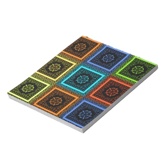 ゴールデンレッドブルーグリーンマサイ伝統的カラー ノートパッド (回転)