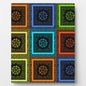 ゴールデンレッドブルーグリーンマサイ伝統的カラー フォトプラーク (正面)