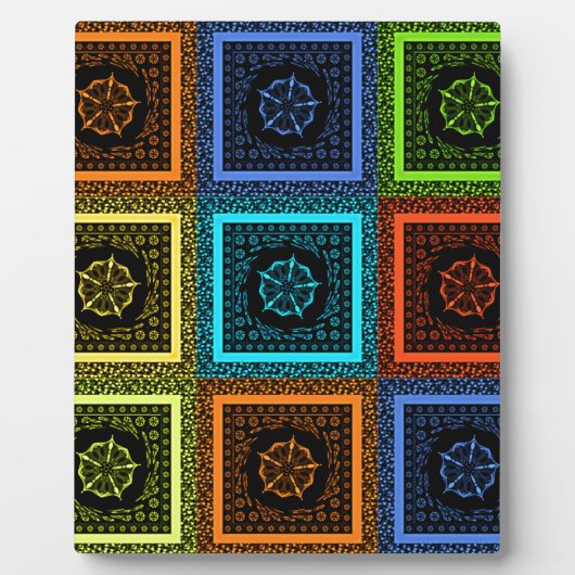 ゴールデンレッドブルーグリーンマサイ伝統的カラー フォトプラーク (正面)