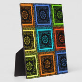 ゴールデンレッドブルーグリーンマサイ伝統的カラー フォトプラーク (側面)