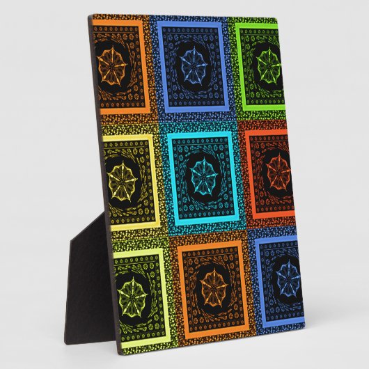 ゴールデンレッドブルーグリーンマサイ伝統的カラー フォトプラーク (側面)