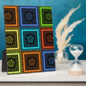 ゴールデンレッドブルーグリーンマサイ伝統的カラー フォトプラーク (側面)