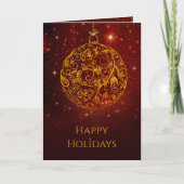 ゴールデンレッドホリデーカードと写真と文字 サンキューカード (正面)