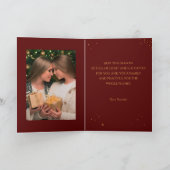 ゴールデンレッドホリデーカードと写真と文字 サンキューカード (内部)