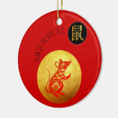 ゴールデンレッドラットペーパー中国のカット新年2020 RCO セラミックオーナメント (左)