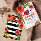 ゴールデンレッドラディバグ水の色最初の誕生日 招待状