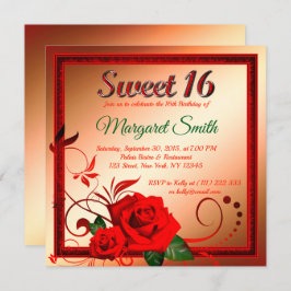 ゴールデンレッドローズスイート16インビテーション 招待状