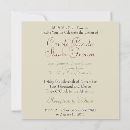 ゴールデンレッ王室のドスターモノグラム結婚式招待状 招待状 (裏面)