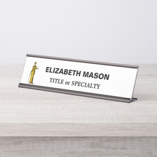 ゴールデンレディージャスティスオンホワイト デスクネームプレート (正面)