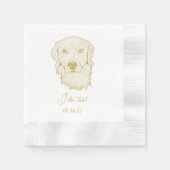 ゴールデンレトパーソナライズされたリーバードッグも 縁ありカクテルナプキン (正面)