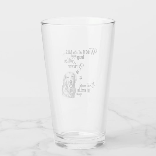 ゴールデンレトモダンリーバーのアートかわいい犬の品種のスローガン タンブラーグラス (裏面)