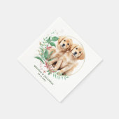 ゴールデンレトモダンリーバー植物性結婚フローラ スタンダードカクテルナプキン (角)