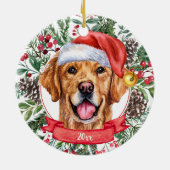 ゴールデンレトリエカスタムーバー犬クリスマスオーナメント セラミックオーナメント (裏面)