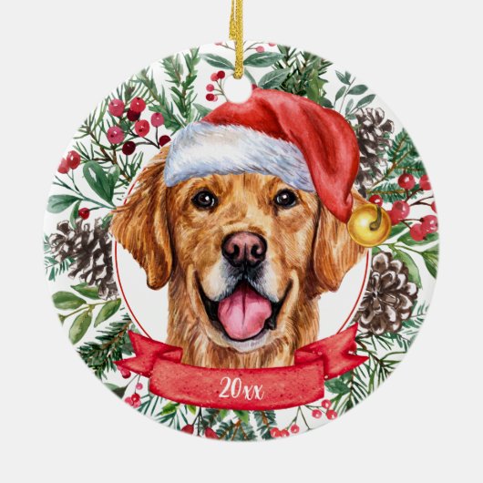 ゴールデンレトリエカスタムーバー犬クリスマスオーナメント セラミックオーナメント (裏面)