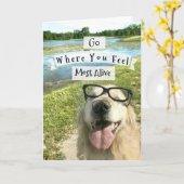 ゴールデンレトリエバーが感じ行く カード (黄色い花)