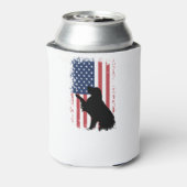 ゴールデンレトリエバーアメリカ国旗のシルエット 缶クーラー (缶裏面)