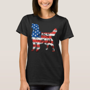 ゴールデンレトリエバーアメリカ国旗の悲惨な面白いダ Tシャツ
