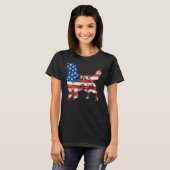 ゴールデンレトリエバーアメリカ国旗の悲惨な面白いダ Tシャツ (正面フル)