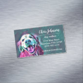 ゴールデンレトリエバーインネオンカラードッグウォーカー マグネット名刺 (インサイチュ)