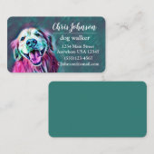 ゴールデンレトリエバーインネオンカラードッグウォーカー 名刺 (正面/裏面)