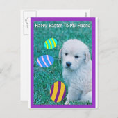 ゴールデンレトリエバーイースターパピーカード&ギフト シーズンポストカード (正面/裏面)