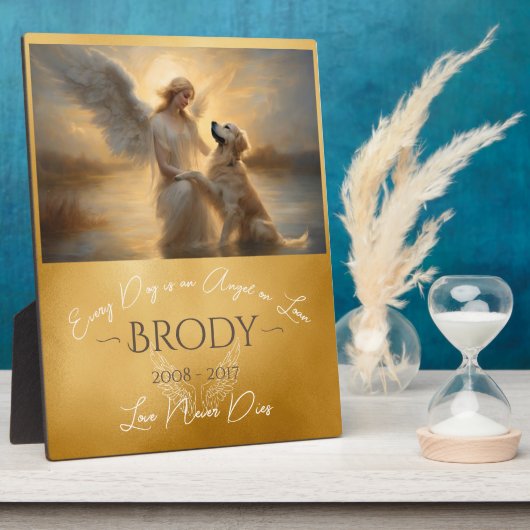 ゴールデンレトリエバーエンジェルアートのトリビュートロス フォトプラーク