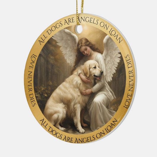 ゴールデンレトリエバーエンジェルメモリアルオーナメント セラミックオーナメント (左)