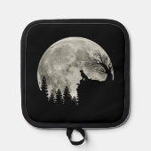 ゴールデンレトリエバーオンマウンテンハロウィン不気味ムーン 鍋敷き (正面)
