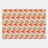 ゴールデンレトリエバーカワイサンタドグクリスマスホリデー ラッピングペーパーシート (正面)