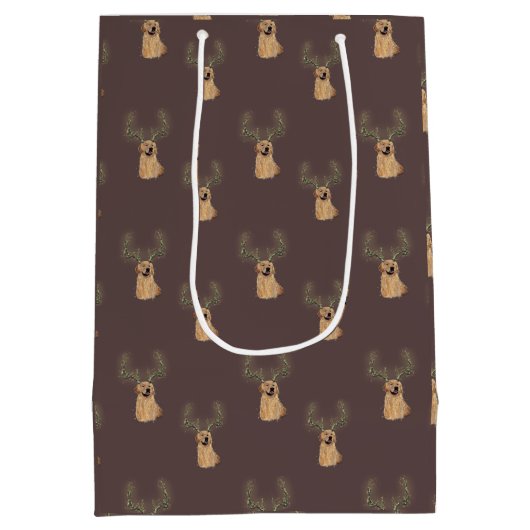 ゴールデンレトリエバークリスマスアントラー抱き枕 ミディアムペーパーバッグ (裏面)