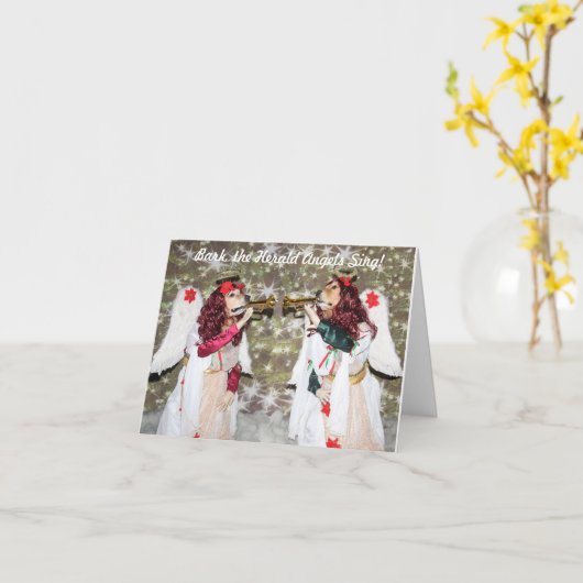 ゴールデンレトリエバークリスマスエンジェル カード (黄色い花)